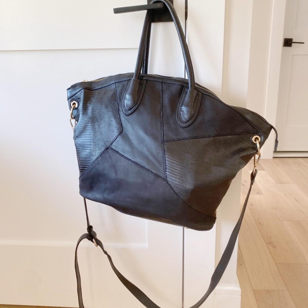 Sole Society Amanda Black Faux Leather Satchel